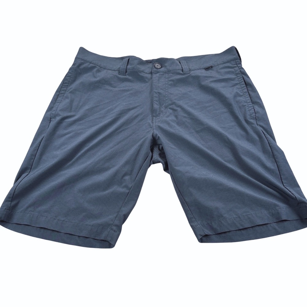 TravisMathew Golf Shorts Mens 34 Blue Micro Stripe Performance Athleisure Preppy